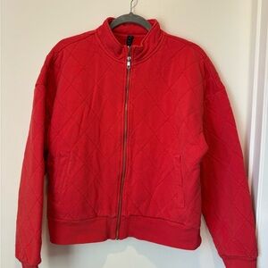 Cotton On Red Quilted Zip-Up Sweatshirt Hoodie
